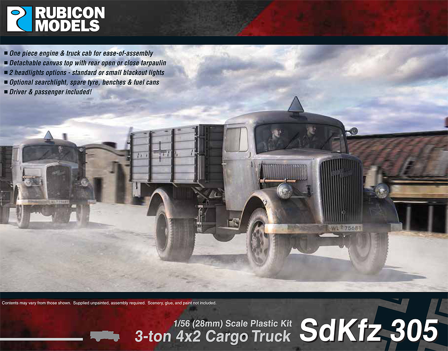 1/56 scale 28mm Details about   SdKfz 305 3-ton 4x2 Cargo Truck Opal Blitz P3 Rubicon 280026 