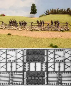 Cross & rail fencing with stone bases