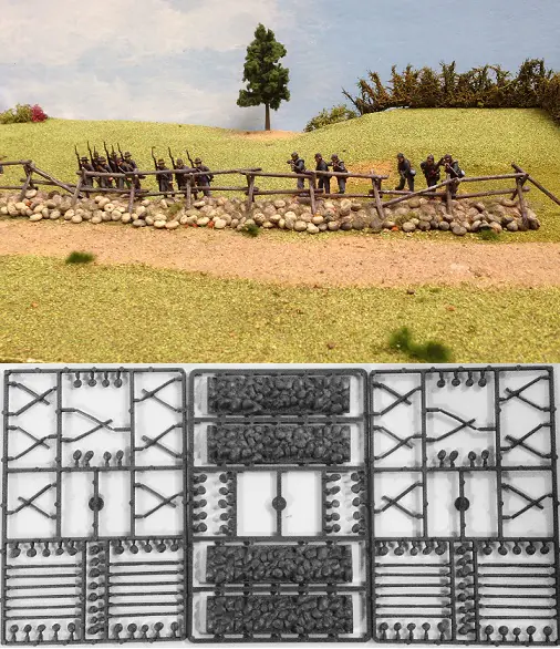 Cross & rail fencing with stone bases