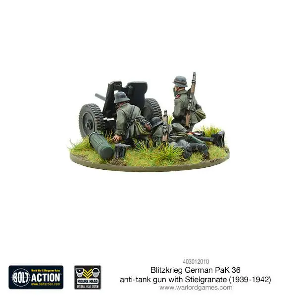 Blitzkrieg German Pak 36 anti-tank gun with stielgranate - Image 2