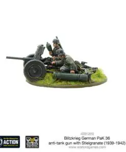 Blitzkrieg German Pak 36 anti-tank gun with stielgranate