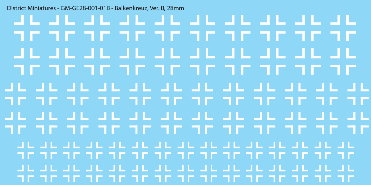 German Balkenkreuz, 28mm Decals Version B: White