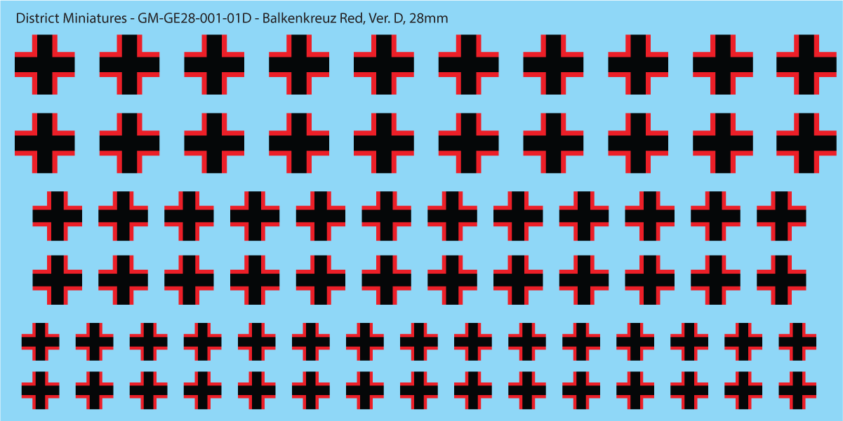 German Balkenkreuz, 28mm Decals Version D: Traditional Red