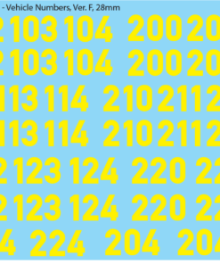 German Vehicle Numbers, 28mm Decals Version F: Yellow