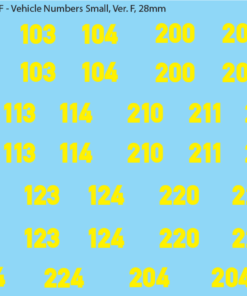 German Vehicle Numbers, 28mm Decals Version F Small: Yellow