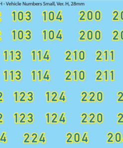 German Vehicle Numbers, 28mm Decals Version H Small: Yellow and Blue