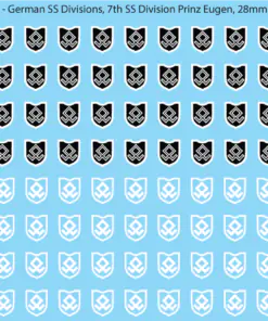 WW2 German SS Divisions, 28mm Decals 7A: 7th SS Division Prinz Eugen