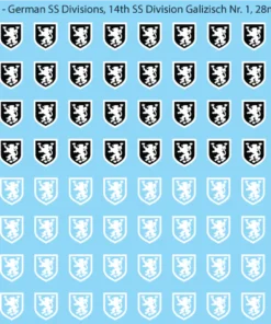 WW2 German SS Divisions, 28mm Decals 14A: 14th SS Division Galizische Nr. 1