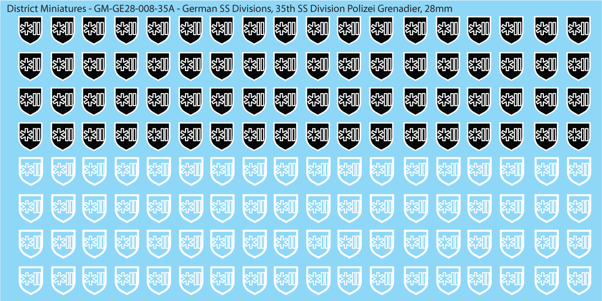 WW2 German SS Divisions, 28mm Decals 35A: 35th SS Division Polizei-Grenadier