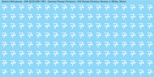 WW2 German Wehrmacht Panzer Divisions, 28mm Decals, 15B1: 15th Panzer Division Version 2 (WHITE)