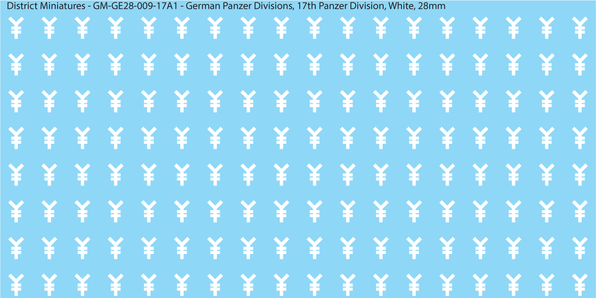 WW2 German Wehrmacht Panzer Divisions, 28mm Decals, 17A1: 17th Panzer Division (WHITE)