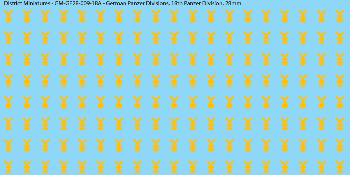 WW2 German Wehrmacht Panzer Divisions, 28mm Decals, 18A: 18th Panzer Division