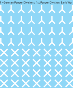 WW2 German Wehrmacht Panzer Divisions, 28mm Decals, 1B1: 1st Panzer Division Early War Variant (WHITE)