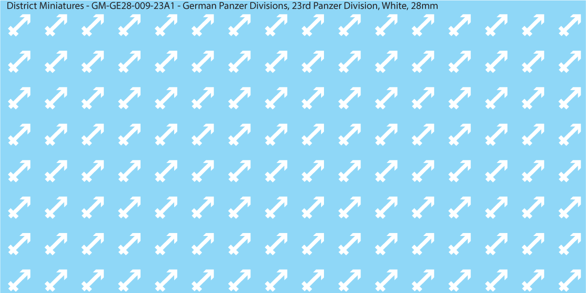 WW2 German Wehrmacht Panzer Divisions, 28mm Decals, 23A1: 23rd Panzer Division (WHITE)