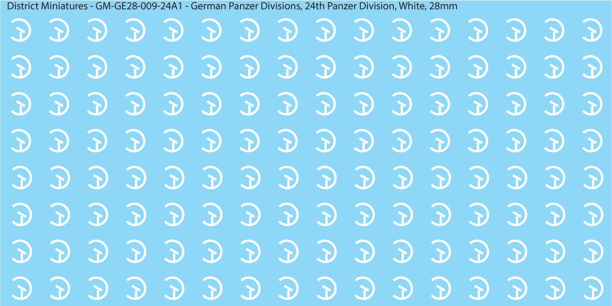 WW2 German Wehrmacht Panzer Divisions, 28mm Decals, 24A1: 24th Panzer Division (WHITE)