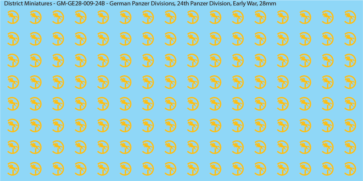 WW2 German Wehrmacht Panzer Divisions, 28mm Decals, 24B: 24th Panzer Division