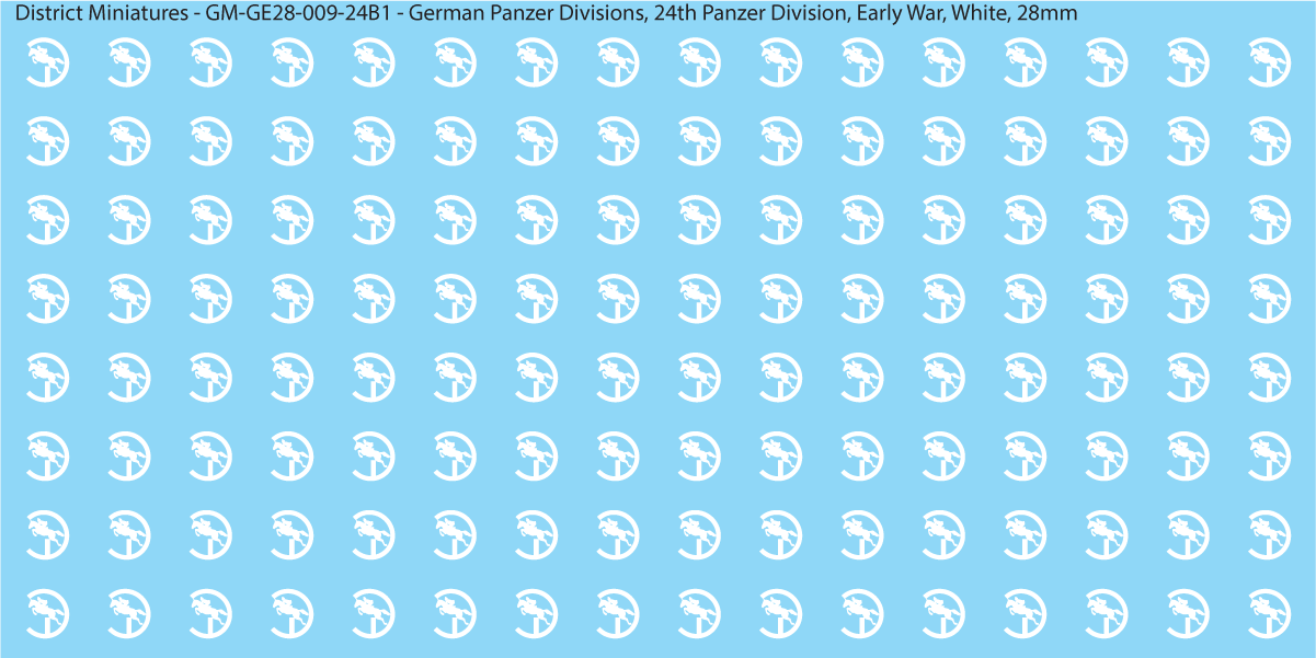 WW2 German Wehrmacht Panzer Divisions, 28mm Decals, 24B1: 24th Panzer Division (WHITE)