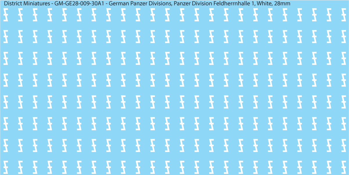 WW2 German Wehrmacht Panzer Divisions, 28mm Decals, 30A1: Feldherrnhalle 1 (WHITE)