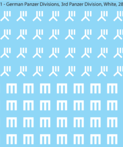 WW2 German Wehrmacht Panzer Divisions, 28mm Decals, 3A1: 3rd Panzer Division (WHITE)