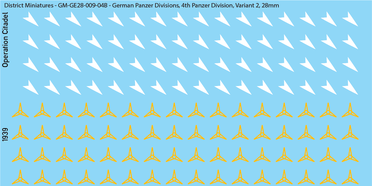 WW2 German Wehrmacht Panzer Divisions, 28mm Decals, 4B: 4th Panzer Division Variant 2