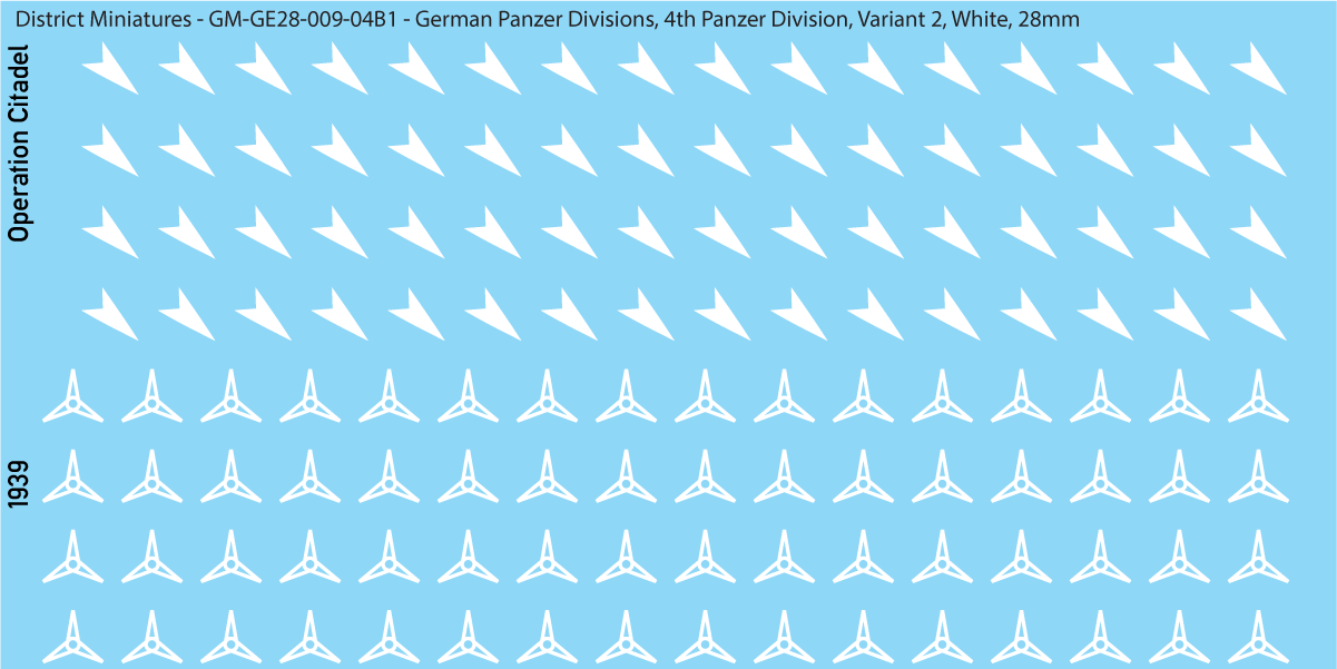 WW2 German Wehrmacht Panzer Divisions, 28mm Decals, 4B: 4th Panzer Division Variant 2