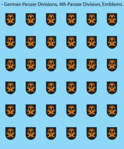 WW2 German Wehrmacht Panzer Divisions, 28mm Decals, 4D: 4th Panzer Division Emblem 2
