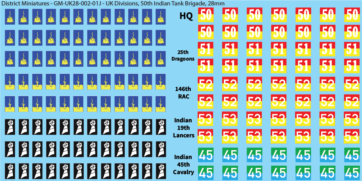 Sheet J: 50th Indian Tank Brigade