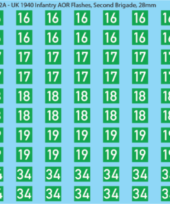 WW2 British - UK 1940 Infantry AOR Flashes, 28mm Decals Second Brigade