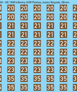 WW2 British - UK 1940 Infantry AOR Flashes, 28mm Decals Junior Brigade