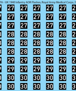 WW2 British - UK 1940 Infantry AOR Flashes, 28mm Decals Royal Army Medical Corps