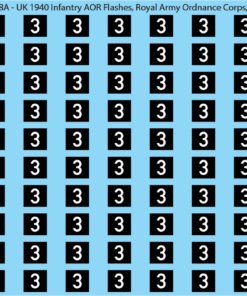 WW2 British - UK 1940 Infantry AOR Flashes, 28mm Decals Royal Army Ordnance Corps