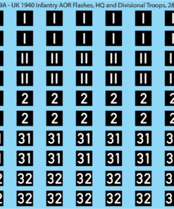 WW2 British - UK 1940 Infantry AOR Flashes, 28mm Decals HQ and Divisional Troops