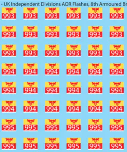 WW2 British - UK Independent Divisions AOR Flashes, 28mm Decals Sheet A: 8th Armoured Division Sheet 1