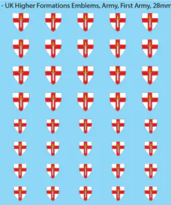 WW2 British - UK Higher Formations Emblems, 28mm Decals Sheet 1A: First Army