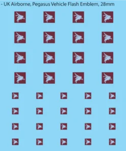 WW2 British - UK Airborne, Pegasus Vehicle Flash Emblem, 28mm Decals