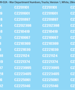 WW2 Canada - Canadian War Dept Numbers, Trucks, Sheet 1: White