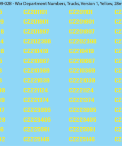 WW2 Canada - Canadian War Dept Numbers, Trucks, Sheet 1: Yellow