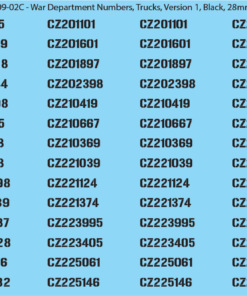 WW2 Canada - Canadian War Dept Numbers, Trucks, Sheet 1: Black