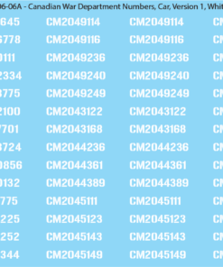 WW2 Canada - Canadian War Dept Numbers, Car, Sheet 1: White