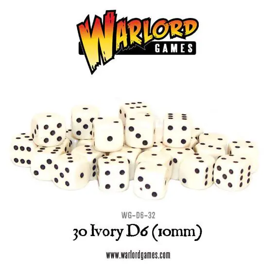 Spot Dice 10mm - Ivory with Black Spots (30)