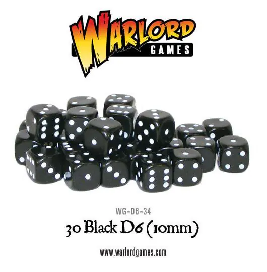 Spot Dice 10mm - Black with White Spots (30)