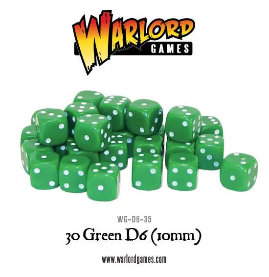 Spot Dice 10mm - Green with White Spots (30)