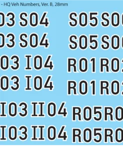 WW2 German - German HQ Vehicle Numbers, 28mm Version B: Black and White