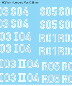 WW2 German - German HQ Vehicle Numbers, 28mm Version C: White Outline