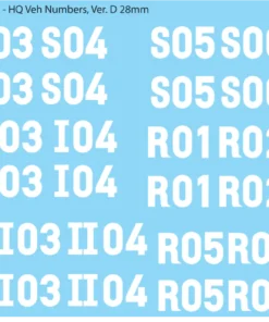 WW2 German - German HQ Vehicle Numbers, 28mm Version D: Solid White