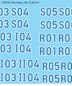 WW2 German - German HQ Vehicle Numbers, 28mm Version E: Blue and White