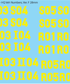 WW2 German - German HQ Vehicle Numbers, 28mm Version F: Yellow