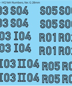 WW2 German - German HQ Vehicle Numbers, 28mm Version G: Black Outline