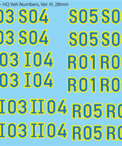 WW2 German - German HQ Vehicle Numbers, 28mm Version H: Yellow and Blue