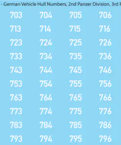 WW2 German - Extremely Small Hull Numbers, Solid White, (Multiple Options), 28mm  Solid White (700)